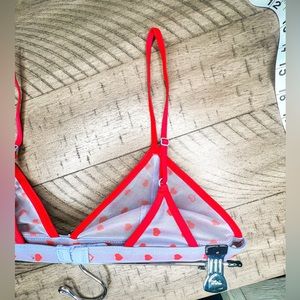UO Valentine's Day Lingerie, Sheer Seamless Bralette with Hearts, Small